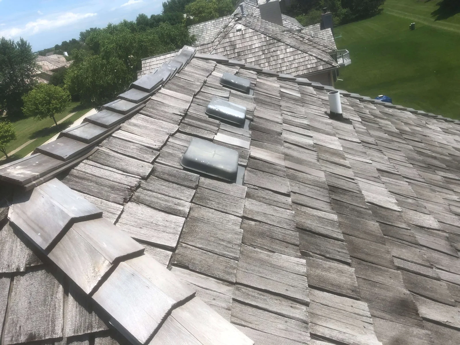Close view across a roof surface