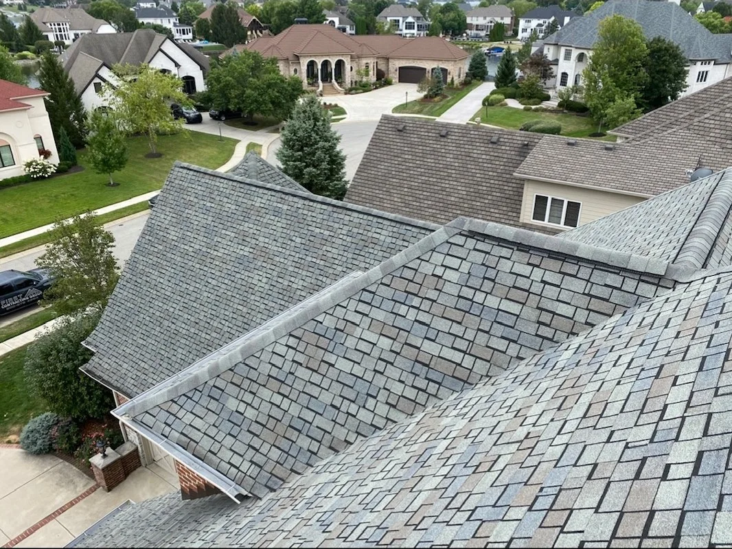 View of intersecting roof slopes